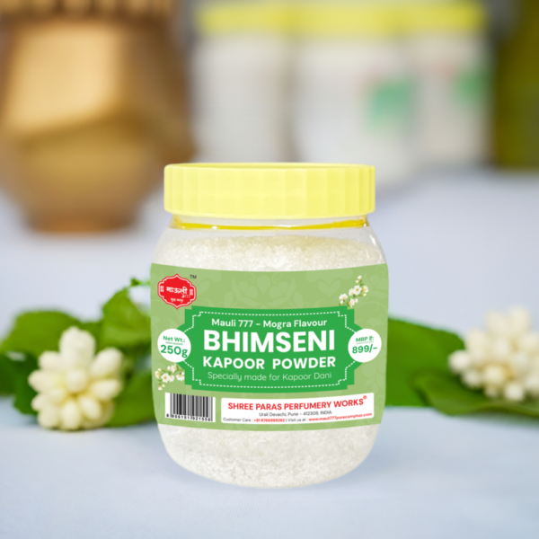 Mauli 777 Mogra Flavoured Scented Bhimseni Camphor 250g Jar - Main