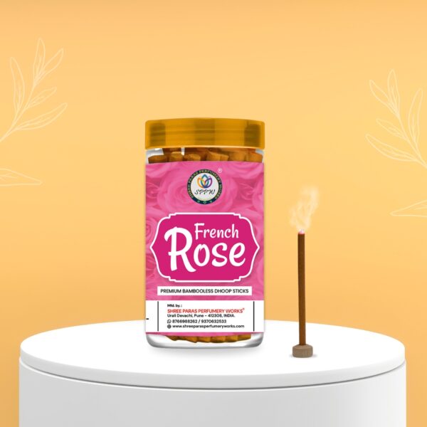 Shree Paras - French Rose Bambooless Dry Dhoop Sticks 100g Jar